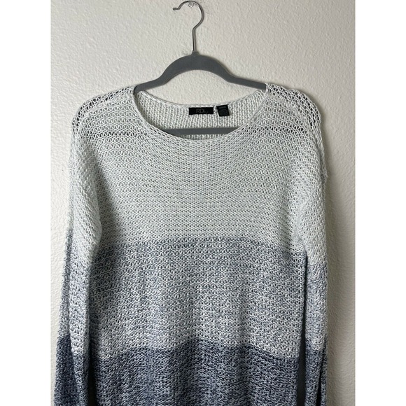 RDI Womens Ivory Blue Melange Open Knit Pullover Sweater Long Sleeves Acrylic M - Picture 2 of 8